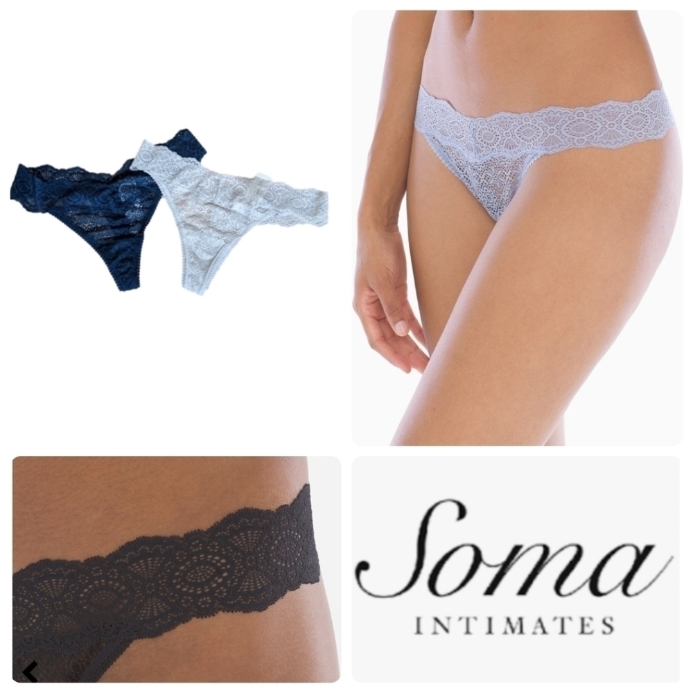 SOMA Set of 2 Embraceable Allover Geo lace thong